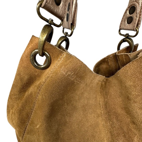 Carla Danelli Suede Shoulder Handbag‎ Snap Closure Hobo Boho & Change Purse - Picture 4 of 11